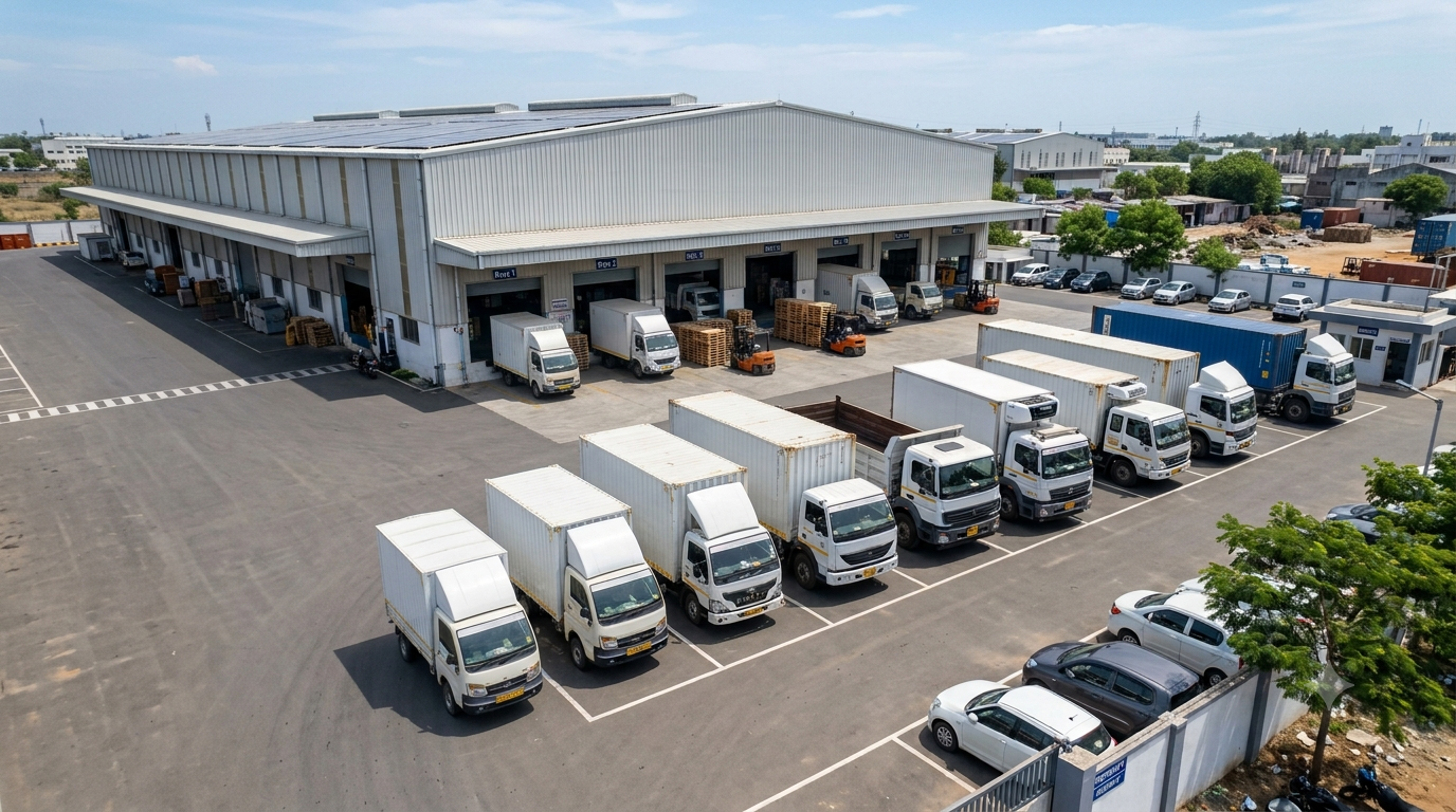 Prime Route fleet lineup: Tata Ace, 14 ft, 20 ft, 32 ft, 40 ft trailer